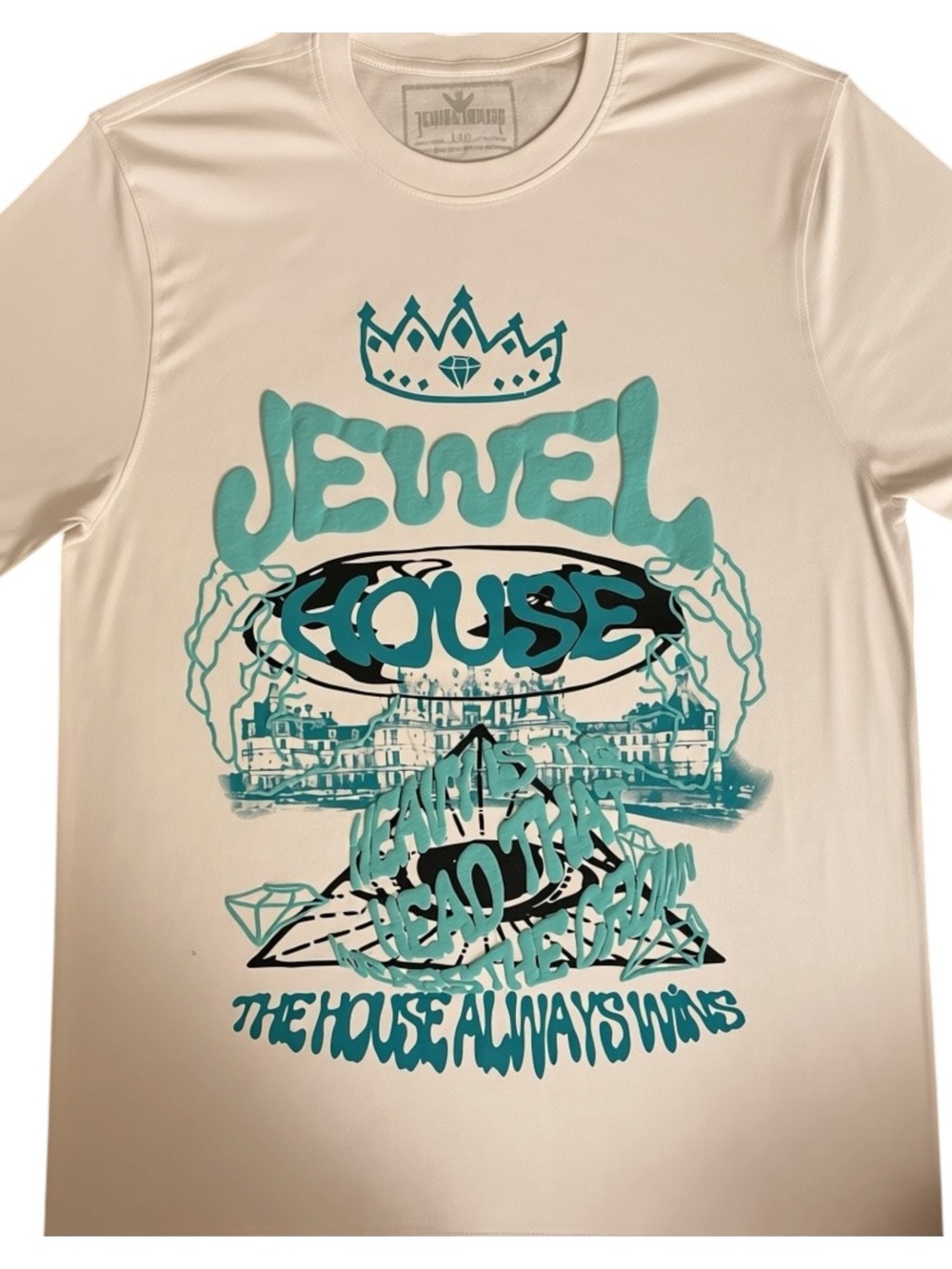 Jewel House Graphic Short Sleeve Tee - Cream/Teal